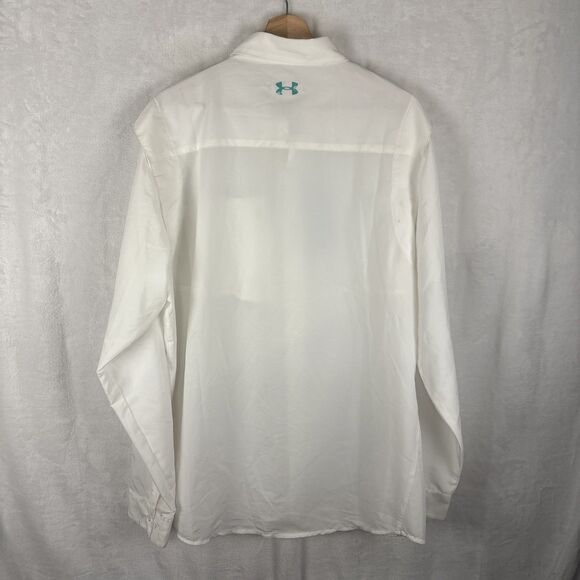 Under Armour Drift Tide Shirt Long Sleeve Button Up UPF Fishing White Men's XL - Picture 8 of 9